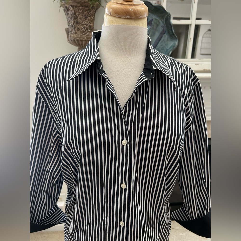Ralph Lauren Black and White Striped Shirt - Picture 2 of 7